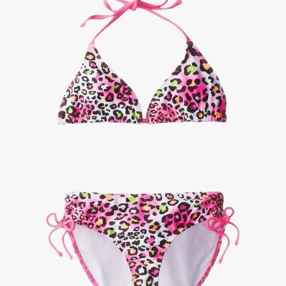 Kanu Surf Girls' Splash Bikini Swimsuit Pink Leopard